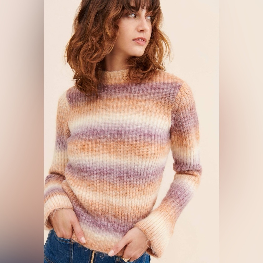 Greylin Grenda Spacedye Striped Knit Multicolor Sweater w/ Flare sleeves Size M